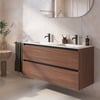 Saniselect Guarda badmeubel incl. malta beige keramische wastafel 121x46x61cm noten urban – zwarte greeplijst