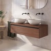 Saniselect Guarda badmeubel incl. afdekblad 120x51x32cm noten urban – zwarte greeplijst