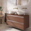 Saniselect Guarda badmeubel incl. beige keramische waskommen 120x51x79cm noten urban – aluminium greeplijst