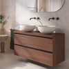 Saniselect Guarda badmeubel incl. beige keramische waskommen 120x51x79cm noten urban – zwarte greeplijst