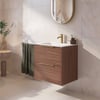 Saniselect Luca badmeubel incl. witte keramische wastafel 61x51x61cm noten urban – messing greep