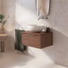 Saniselect Luca badmeubel incl. beige keramische waskom 60x51x49cm noten urban – chromen greep