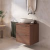 Saniselect Luca badmeubel incl. beige keramische waskom 60x51x79cm noten urban – rvs greep