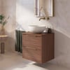 Saniselect Luca badmeubel incl. beige keramische waskom 60x51x79cm noten urban – messing greep