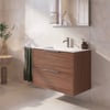 Saniselect Luca badmeubel incl. witte keramische wastafel 81x51x61cm noten urban – rvs greep