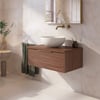 Saniselect Luca badmeubel incl. beige keramische waskom 80x51x49cm noten urban – messing greep