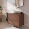 Saniselect Luca badmeubel incl. beige keramische waskom 80x51x79cm noten urban – chromen greep