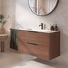 Saniselect Luca badmeubel incl. malta beige keramische wastafel 101x46x61cm noten urban – zwarte greep