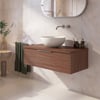 Saniselect Luca badmeubel incl. beige keramische waskom 100x51x49cm noten urban – chromen greep