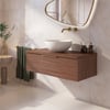 Saniselect Luca badmeubel incl. beige keramische waskom 100x51x49cm noten urban – messing greep