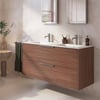Saniselect Luca badmeubel incl. malta beige keramische wastafel 121x46x61cm noten urban – rvs greep