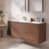 Saniselect Luca badmeubel incl. witte keramische wastafel 121x51x61cm noten urban – chromen greep