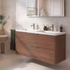 Saniselect Luca badmeubel incl. witte wastafel 121x51x64cm noten urban – rvs greep