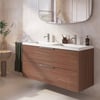 Saniselect Luca badmeubel incl. witte wastafel 121x51x64cm noten urban – chromen greep