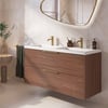 Saniselect Luca badmeubel incl. witte wastafel 121x51x64cm noten urban – messing greep