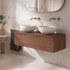 Saniselect Luca badmeubel incl. afdekblad 120x51x32cm noten urban – messing greep