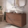 Saniselect Luca badmeubel incl. beige keramische waskommen 120x51x79cm noten urban – chromen greep