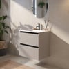 Saniselect Guarda badmeubelset incl. keramieken wastafel 61x46cm mat greige met zwarte greeplijst