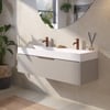 Saniselect Luca Badmeubelset incl. mineraal gegoten wastafel 120x46cm mat greige met koperen greep