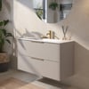 Saniselect Luca badmeubelset incl. keramieken wastafel 101x51cm mat greige met messing greep