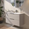 Saniselect Luca badmeubelset incl. keramieken wastafel 101x51cm mat greige met mat zwarte greep
