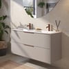 Saniselect Luca badmeubelset incl. keramieken wastafel 121x51cm mat greige met koperen greep
