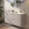 Saniselect Luca badmeubelset incl. keramieken wastafel 121x51cm mat greige met messing greep
