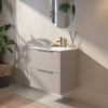Saniselect Luca badmeubelset incl. keramieken wastafel 61x51cm mat greige met messing greep