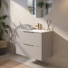 Saniselect Luca badmeubelset incl. keramieken wastafel 81x51cm mat greige met messing greep