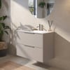 Saniselect Luca badmeubelset incl. keramieken wastafel 81x51cm mat greige met rvs greep