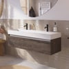 Saniselect Guarda badmeubelset incl. mineraal gegoten wastafel 120x46cm kasteel bruin met aluminium greeplijst