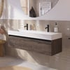 Saniselect Guarda badmeubelset incl. mineraal gegoten wastafel 120x46cm kasteel bruin met zwarte greeplijst