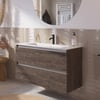Saniselect Guarda badmeubelset incl. keramieken wastafel 101x46cm kasteel bruin met aluminium greeplijst