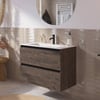 Saniselect Guarda badmeubelset incl. keramieken wastafel 81x46cm kasteel bruin met zwarte greeplijst
