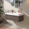 Saniselect Luca Badmeubelset incl. mineraal gegoten wastafel 100x46cm kasteel bruin met koperen greep