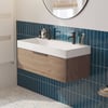 Saniselect Luca Badmeubelset incl. mineraal gegoten wastafel 100x46cm toffee met mat zwarte greep