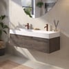 Saniselect Luca Badmeubelset incl. mineraal gegoten wastafel 120x46cm kasteel bruin met koperen greep