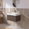 Saniselect Luca Badmeubelset incl. mineraal gegoten wastafel 60x46cm kasteel bruin met mat zwarte greep