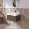 Saniselect Luca Badmeubelset incl. mineraal gegoten wastafel 60x46cm kasteel bruin met rvs greep