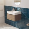 Saniselect Luca Badmeubelset incl. mineraal gegoten wastafel 60x46cm toffee met mat zwarte greep