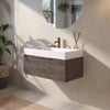 Saniselect Luca Badmeubelset incl. mineraal gegoten wastafel 80x46cm kasteel bruin met koperen greep
