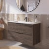 Saniselect Luca badmeubelset incl. keramieken wastafel 101x51cm kasteel bruin met mat zwarte greep