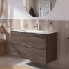 Saniselect Luca badmeubelset incl. keramieken wastafel 101x51cm kasteel bruin met rvs greep