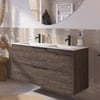 Saniselect Luca Badmeubelset incl. keramieken wastafel 121x46cm kasteel bruin met mat zwarte greep