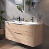 Saniselect Luca Badmeubelset incl. mineraal gegoten wastafel 120x51cm naturel eiken met grafiet greep