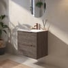 Saniselect Luca Badmeubelset incl. keramieken wastafel 61x46cm kasteel bruin met koperen greep