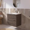 Saniselect Luca badmeubelset incl. keramieken wastafel 61x51cm kasteel bruin met rvs greep