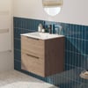 Saniselect Luca badmeubelset incl. keramieken wastafel 61x51cm toffee met mat zwarte greep