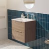 Saniselect Luca badmeubelset incl. keramieken wastafel 61x51cm toffee met rvs greep