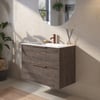 Saniselect Luca badmeubelset incl. keramieken wastafel 81x51cm kasteel bruin met koperen greep